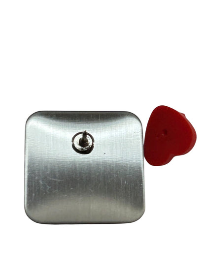 Soul Heart Lapel Pin Square Resin 1.2 Inch Red Blue White