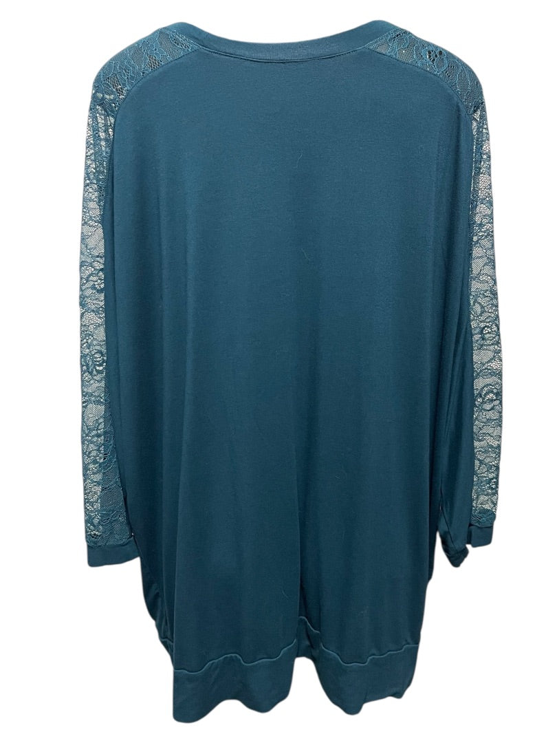 3X Torrid Super Soft Knits Womens Pullover Shirt Lace Sleeve Detail Teal