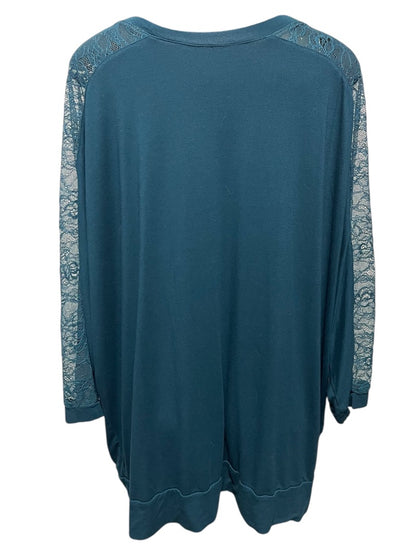 3X Torrid Super Soft Knits Womens Pullover Shirt Lace Sleeve Detail Teal