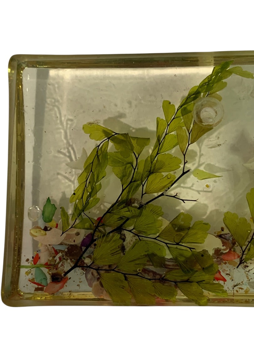 Vintage Lucite Fish Aquarium Paperweight Hanging Ornament 4.1 x 2.5"