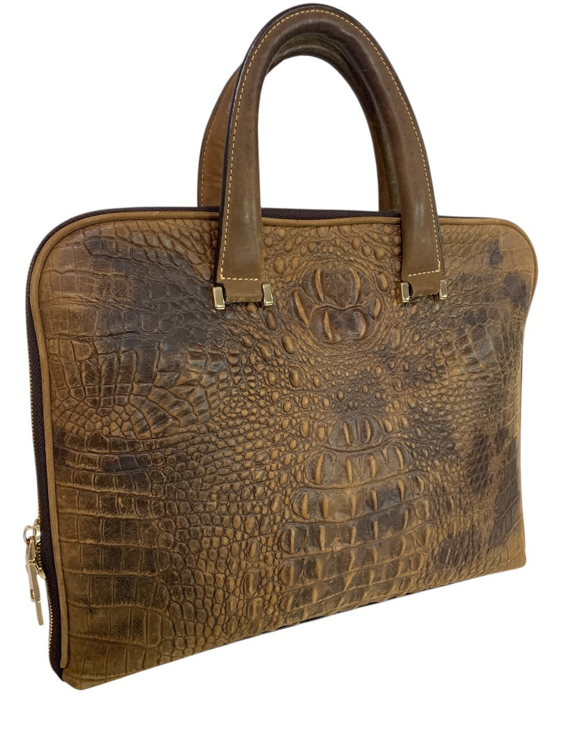 Quintessential Crocodile Style Genuine Leather Bag Briefcase Brown