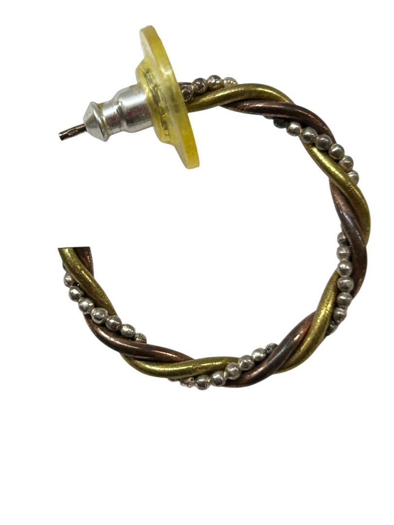 Post Hoop Earrings Pierced Hoop Earrings 1" Twisted Goldtone Silvertone