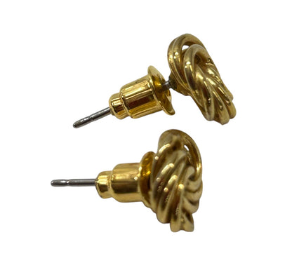Small Goldtone Post Pierced Earrings Knot .4 Inch Knot