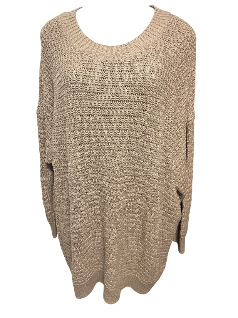 3X Old Navy Crew Neck Long Sleeve Womens Brown Sweater