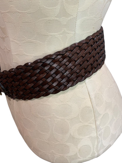 Small (29-30") Loft Womens Brown Woven Leather Belt 2 Inch Width