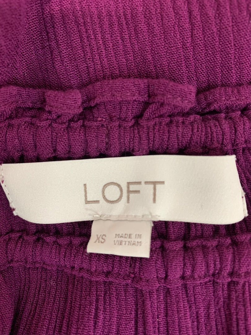 XS Loft Womens Purple Gauzy Rayon Shirt Tie Neck