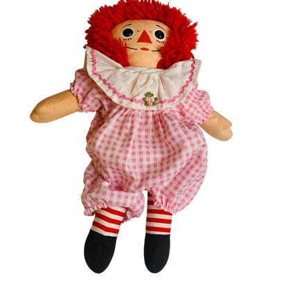 1996 Hasbro Raggedy Ann Rag Doll Pink Gingham Romper 12 Inch