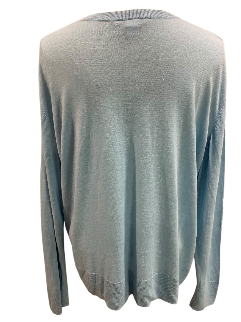 XL Nordstrom Signature Womens Blue Sweater Linen Blend Pullover