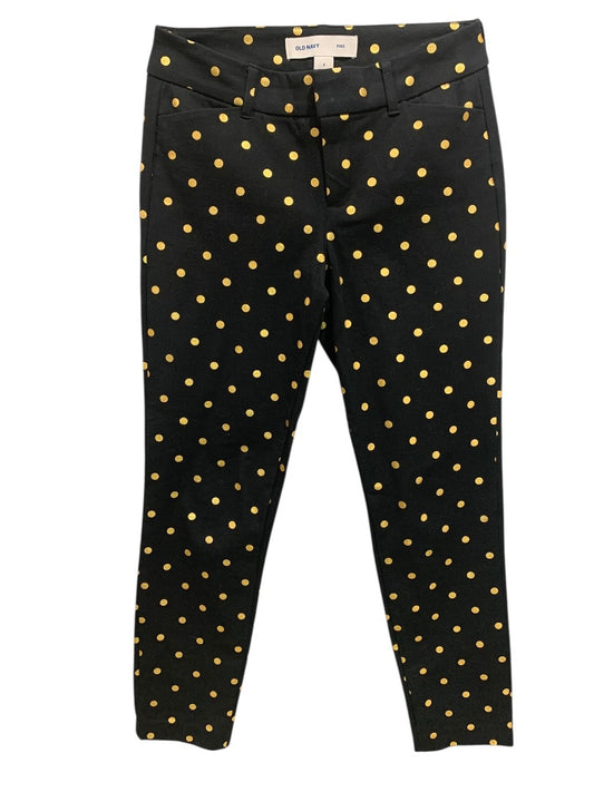 Size 0 Old Navy Pixie Pants Ankle Length Black Gold Polka Dots