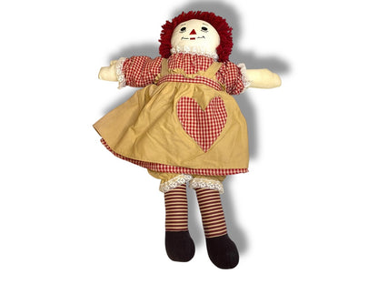 Vintage Raggedy Ann Rag Doll 21" Rustic Country Look Handmade