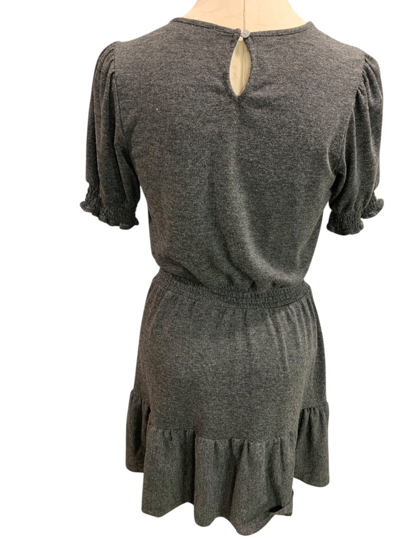 Small Petite Loft Heathered Gray Jersey Knit Dress Banded Waist