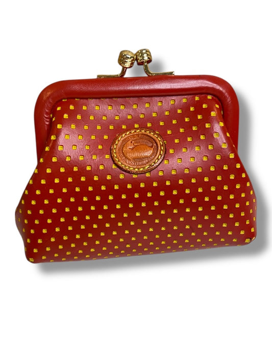 Vintage Dooney & Bourke Cabrio Leather Kisslock Coin Purse Red Leather