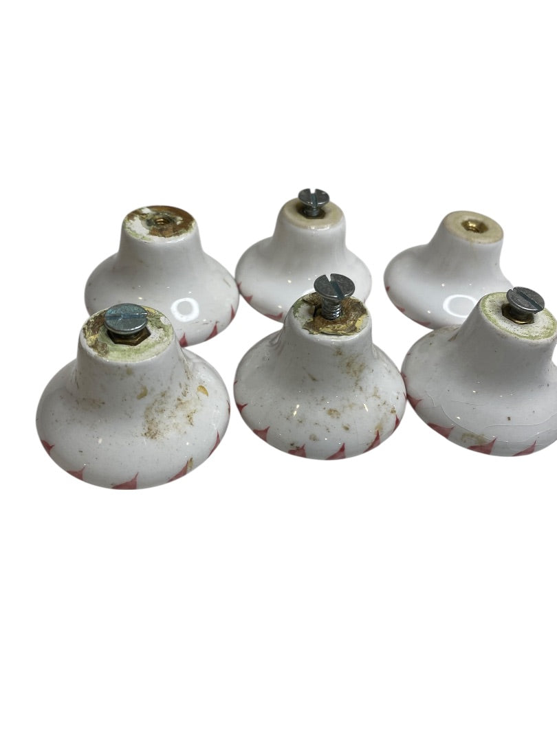 Set of 7 Ceramic Handpainted Drawer Knob Pulls Floral 39mm 1.5"