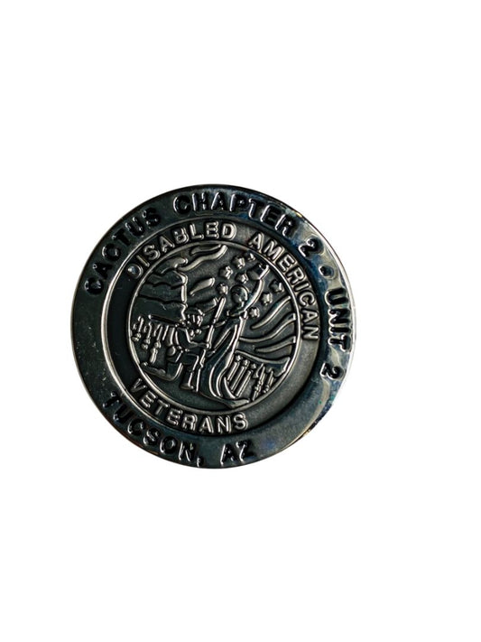 Vintage Cactus Chapter 2 Unit 2 Disabled Veterans Lapel Pin 1" Silvertone