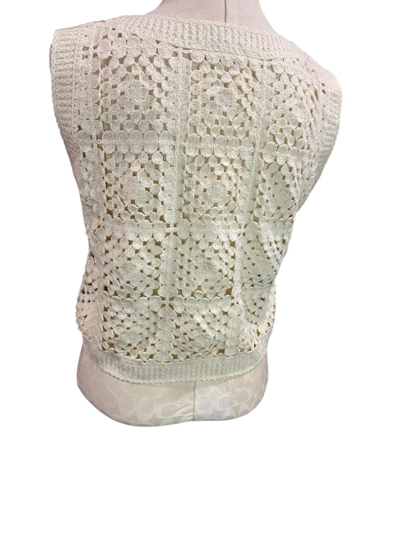 Large Rebellion Again Womens Crochet Granny Square Sweater Vest
