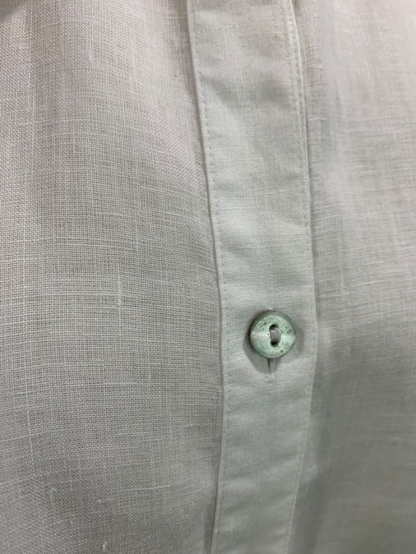 Size XL Chicos Womens Linen Tunic Button Up Blouse Shirt White