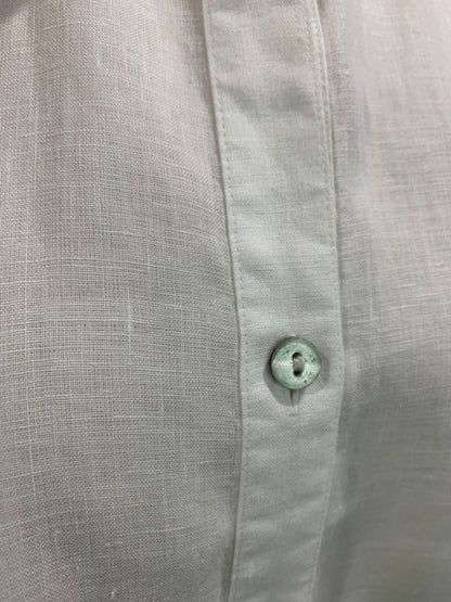 Size XL Chicos Womens Linen Tunic Button Up Blouse Shirt White