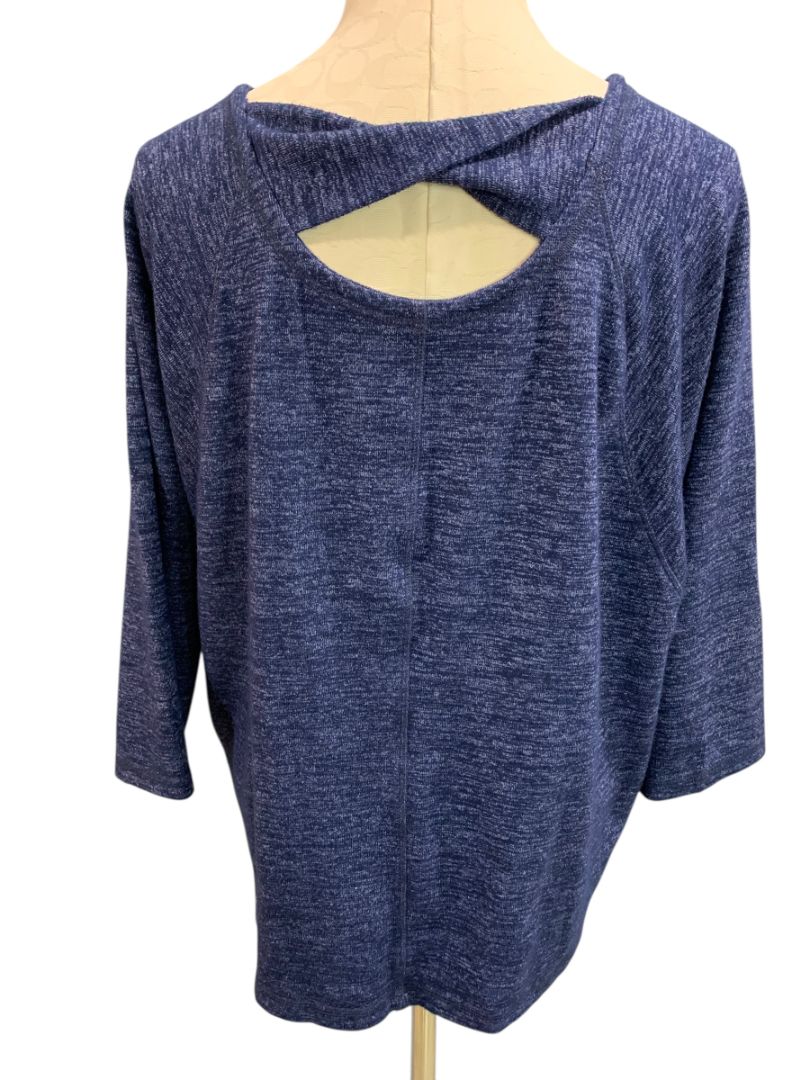 XL T by Talbots Womens Navy Blue Casual Marled Knit Sweater