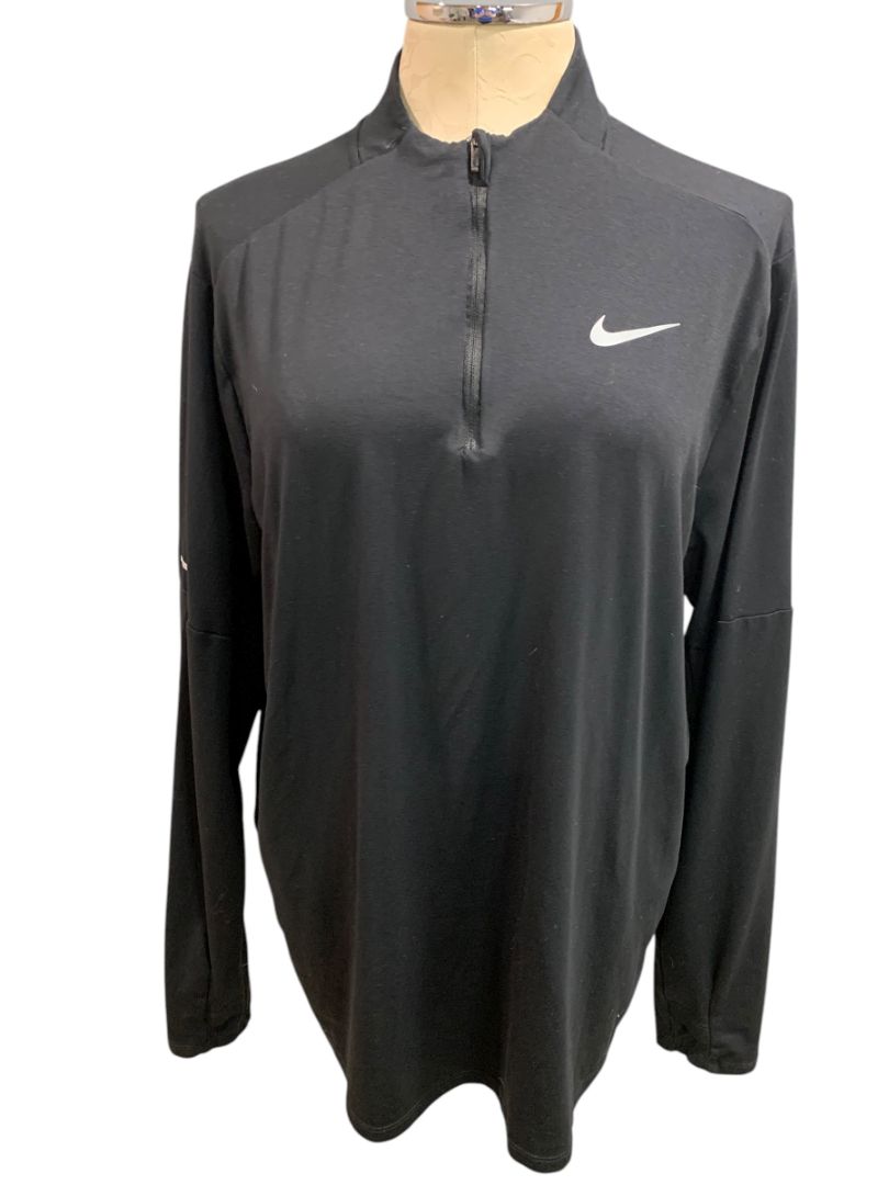 Large Nike Running Dri-Fit Mens Black 1/2 Zip Shirt Element DD4756