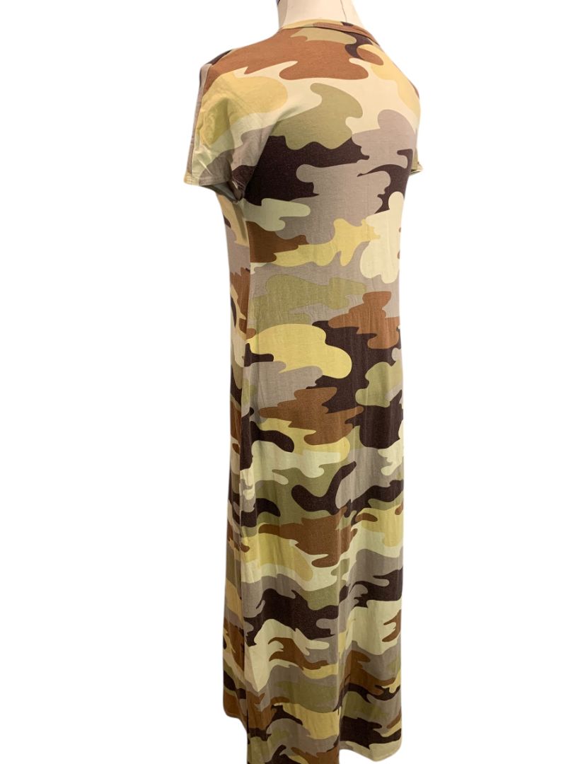 Size XS LulaRoe Maria Tshirt Maxi Dress Camo Print Brown