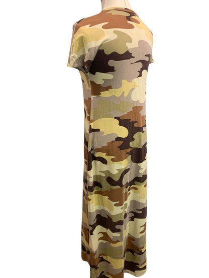 Size XS LulaRoe Maria Tshirt Maxi Dress Camo Print Brown
