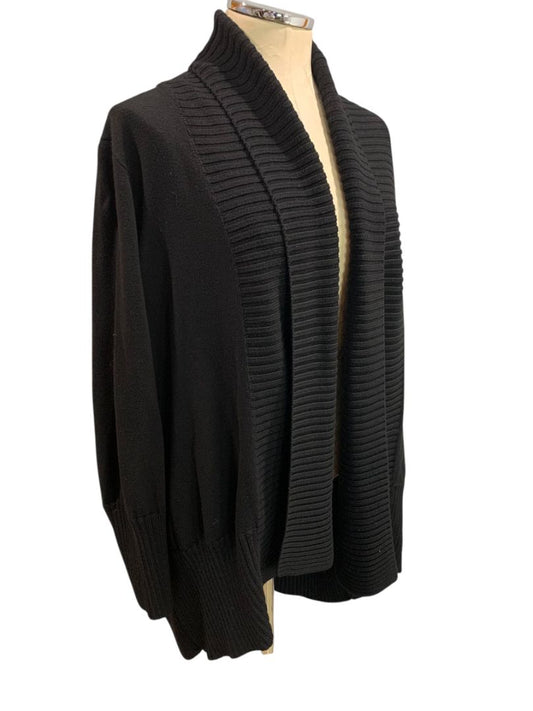 Size 3X International Concepts Woman Black Sweater Open Cardigan Shawl Collar