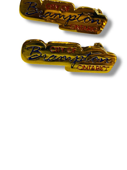 City of Brampton Ontario Goldtone 1" Lapel Pins Set of 2