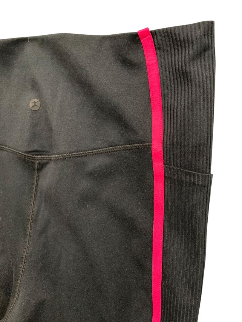 Medium Danskin Womens Black Leggings Pockets Pink Stripe