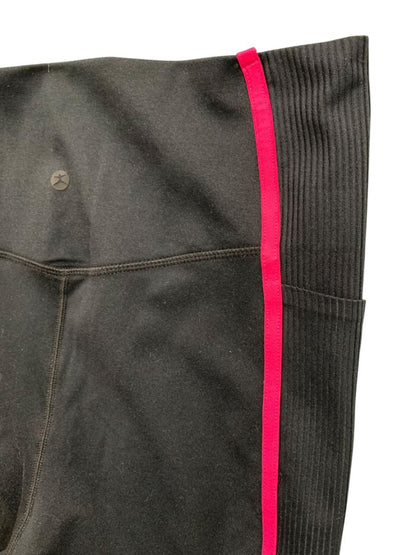 Medium Danskin Womens Black Leggings Pockets Pink Stripe