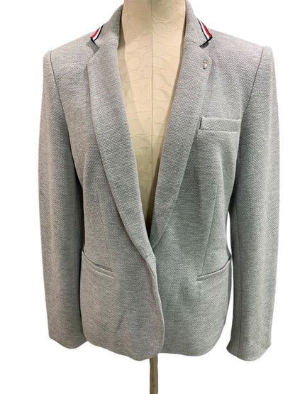 Size 10 Tommy Hilfiger Womens Gray Knit Blazer Elbow Patches