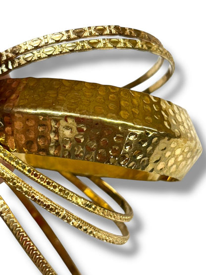 New Set of 6 Goldtone Bangle Bracelets Assorted Size Textures Widths