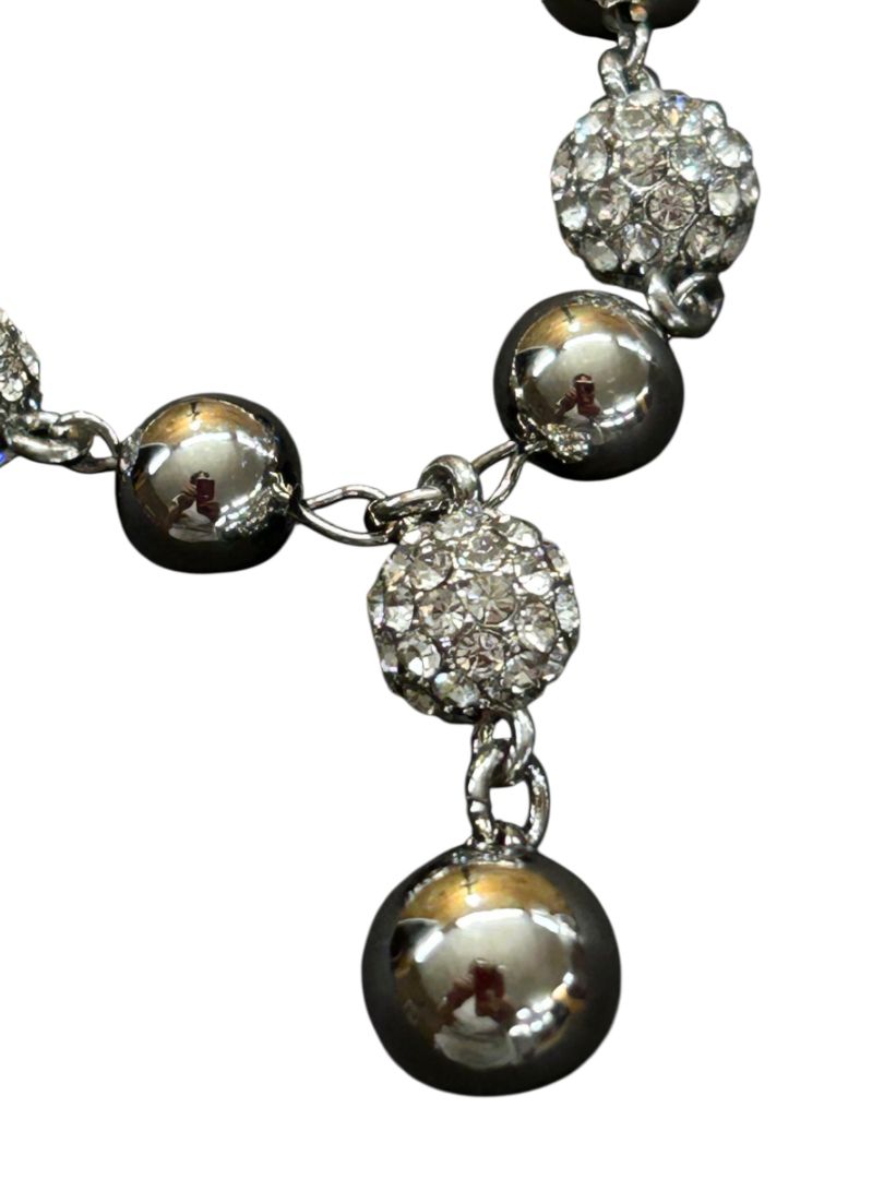 Silvertone Jewelry Set Pierced Earring Necklace Charter Club Sparkles