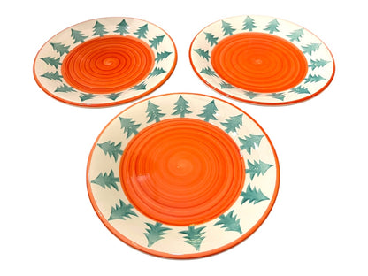 Set of 3 Pier 1 Christmas Tree 9.5" Salad Plates Pottery Christmas
