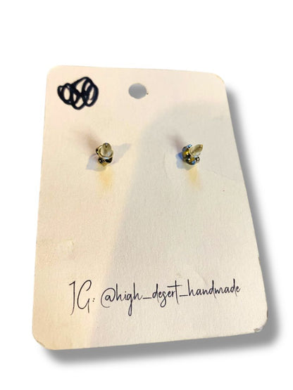 Handmade Resin Earrings High Desert Green Blue Post Pierced 1.75" Drop New
