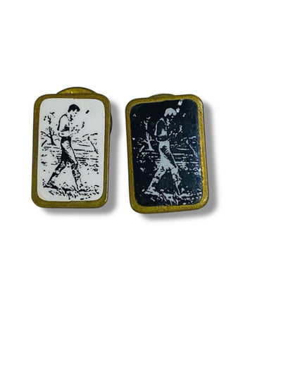 Set of 2 Resin Lapel Pins .6" Navy Blue White Man in Field