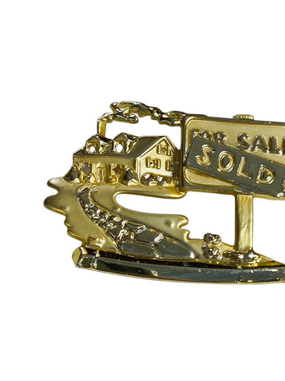 Vintage Goldtone House Sold For Sale Brooch Pin Realtor 2.25"