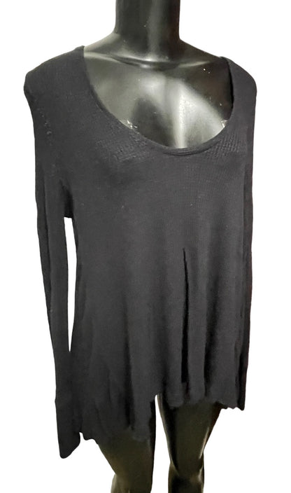 XS We The Free Waffle Knit Long Sleeve Oversize Womens Top Black