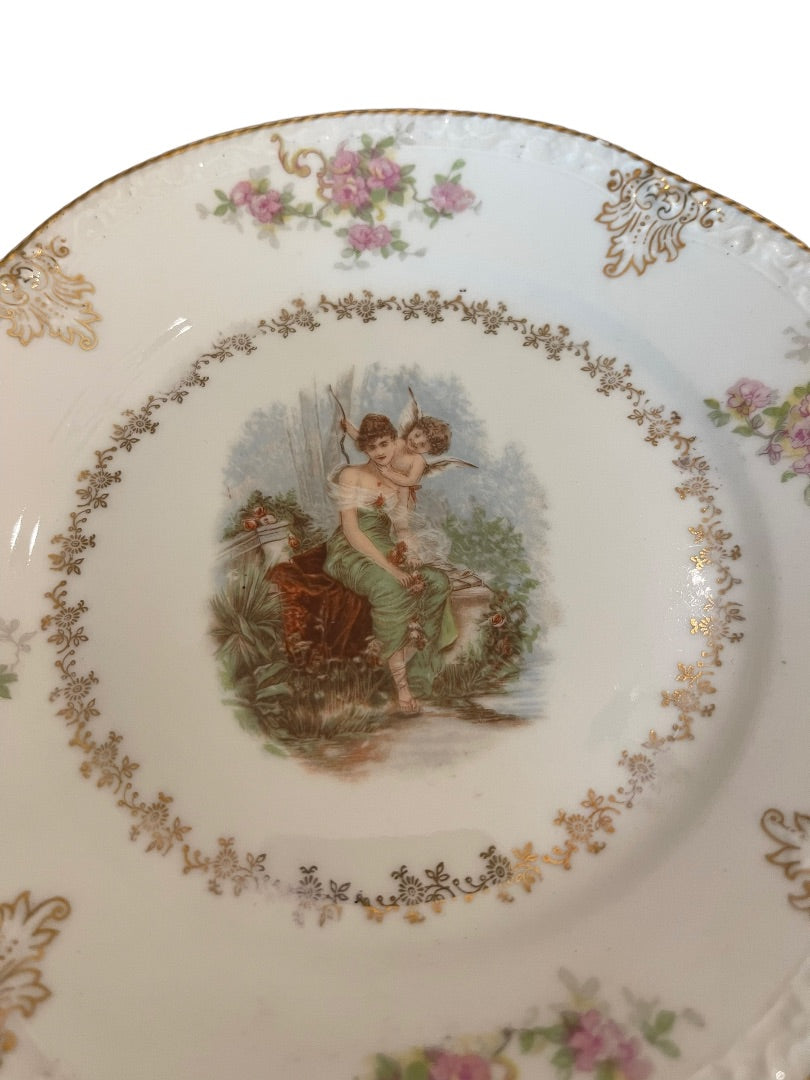 ZS & Co Bavaria Cherub Maiden Zeh Scherzer 7.5" Plate Art Nouveau