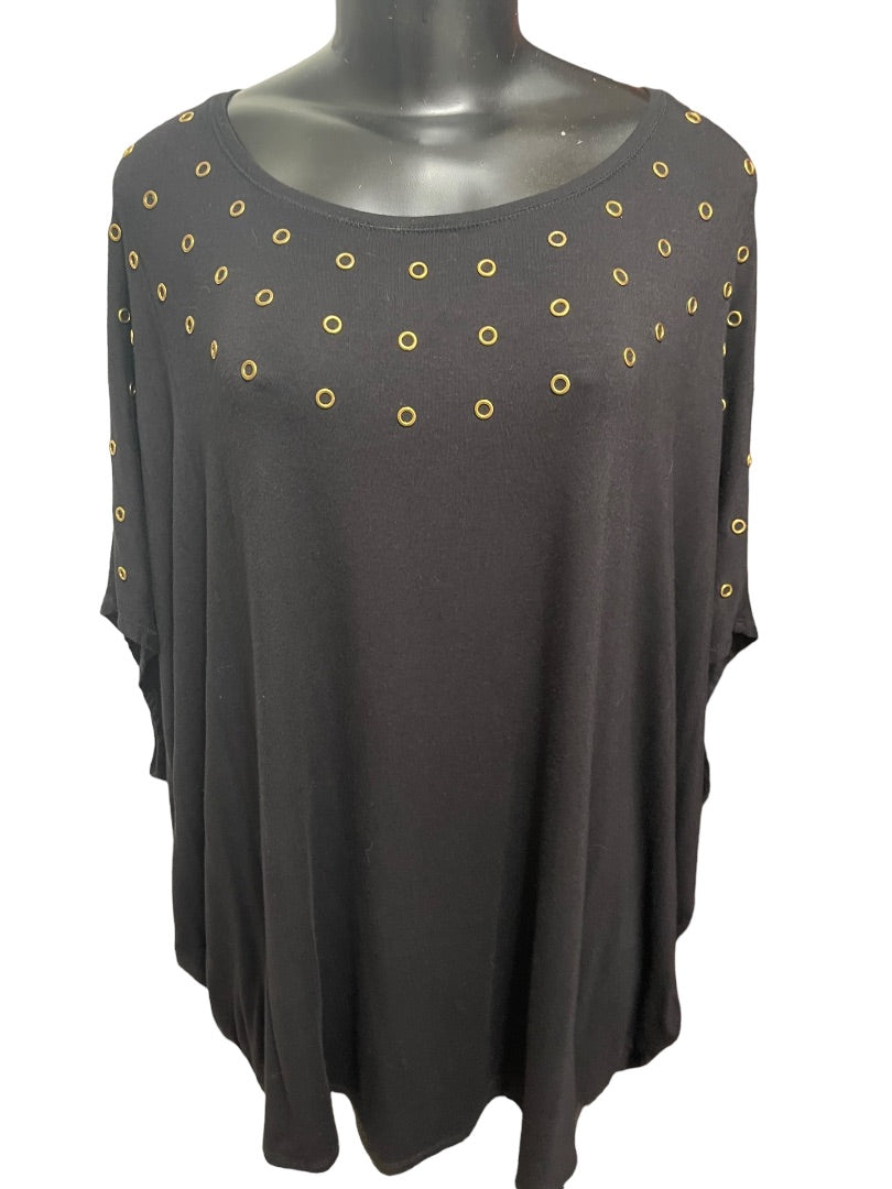 3X Philosophy Woman Republic Clothing Black Top with Gold Grommets