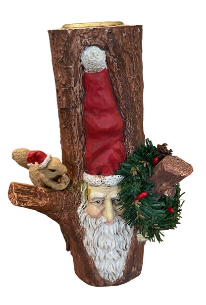 Santa's World Kurt S Adler Inc Santa Tree Stump Squirel Wreath Candle Holder