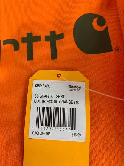 Small (8-10) Carhartt Boys New Short Sleeve Exotic Orange Graphic Tshirt