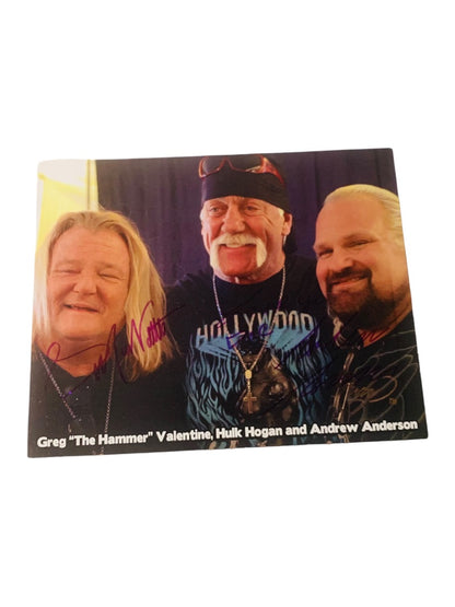 Signed 8 x 10 Cardstock Promo Wrestling Greg "The Hammer" Valentine Andrew Anderson Personalized Autograph