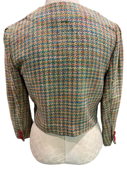 Small Vintage 1960s Crop Blazer Jacket Womens Open Style Handmade