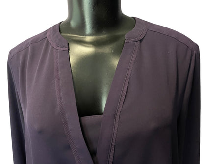 Small Simply Vera Wang Womens Popover Blouse Shirt Purple V-Neck