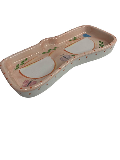 Bella Casa by Ganz Ceramic Eyeglass Holder Dish Pink Butterfly Floral