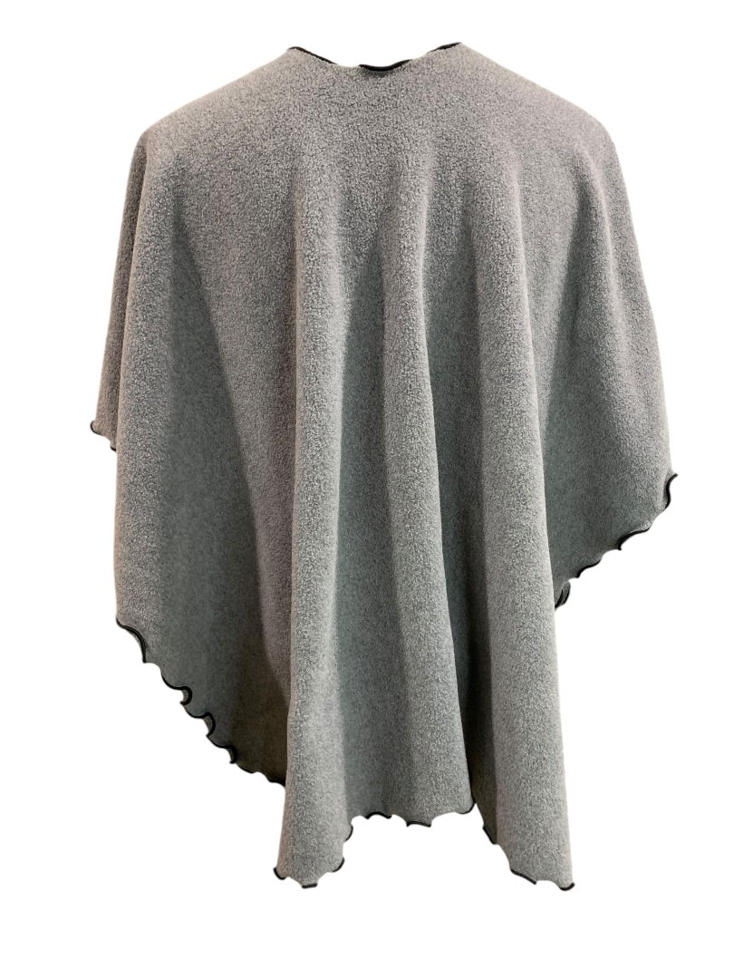 One Size Womens Gray Fleece Wrap Shawl Scarf Set Lettuce Edge Contrast