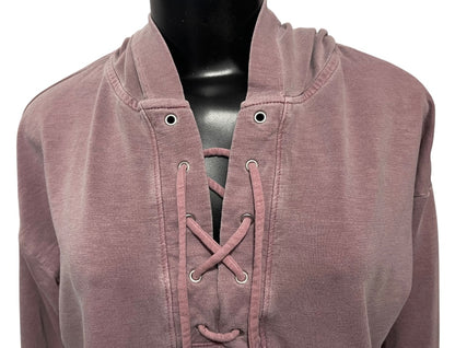 Medium Sundry Womens Mauve Hooded Shirt Coastal Chic