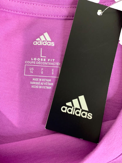 Large (14) Adidas Girls New Short Sleeve Tshirt Medium Purple AA3064