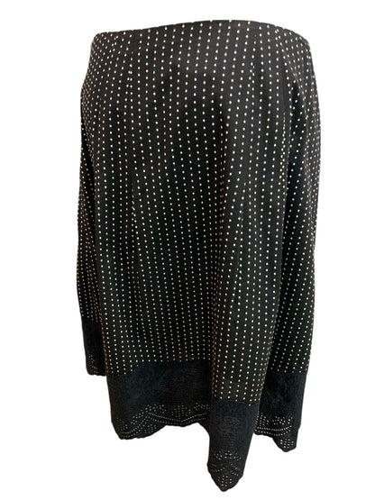 Size 6 Ann Taylor Womens A-Line Black Polka Dot Skirt Eyelet Hem