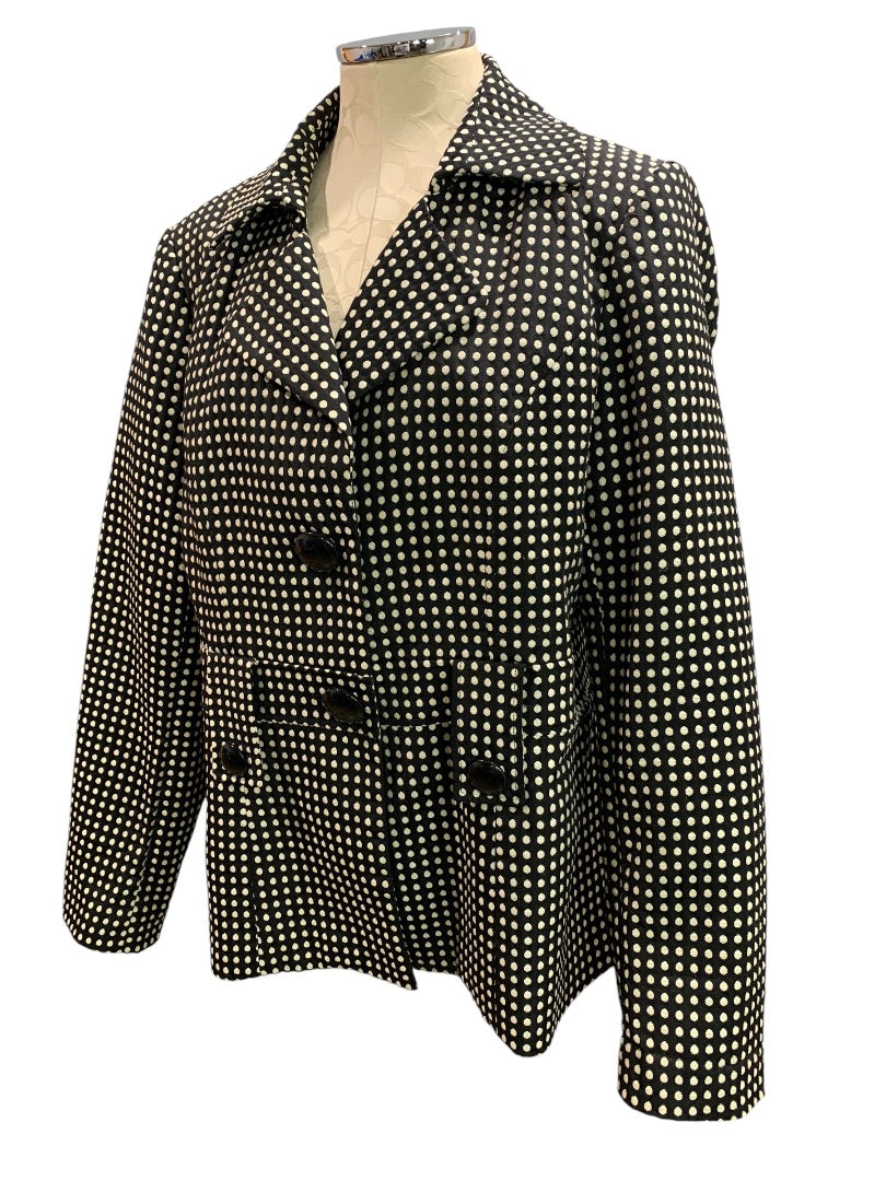 XL Susan Bristol Black Polka Dot Jacket Blazer Lapels